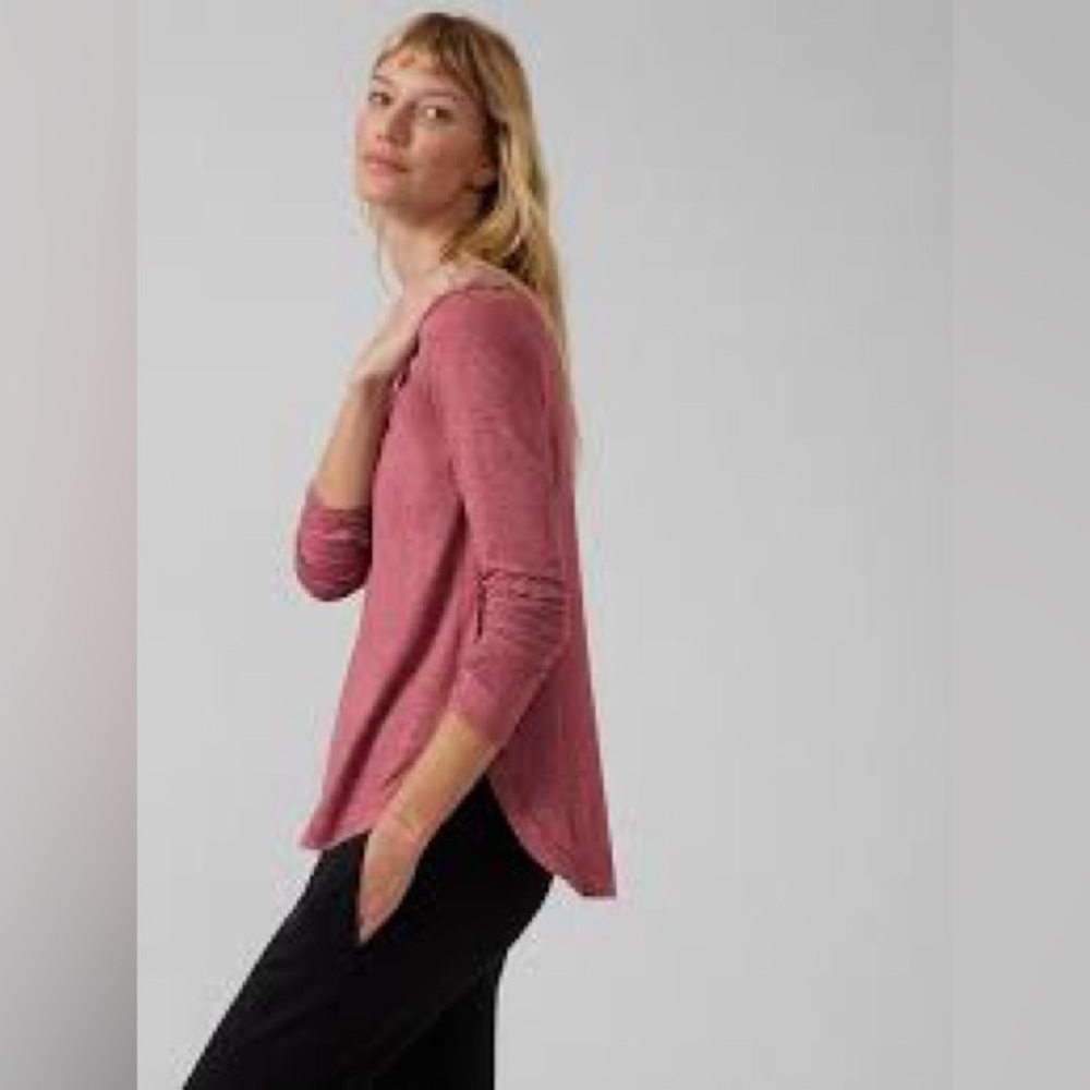 Athleta Uptempo Top Desert Rose Heathered Small Performance - Picture 3 of 3